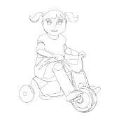 Kolorowanka - dziewczynka na rowerku