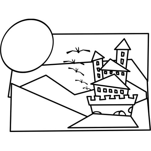 Kolorowanka kr�lestwo - zamek z nietoperzami