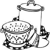 Kolorowanka kuchenna - garnek i durszlak