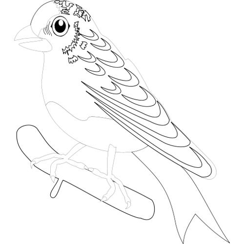 Kolorowanka - ptak siedzcy na gazce