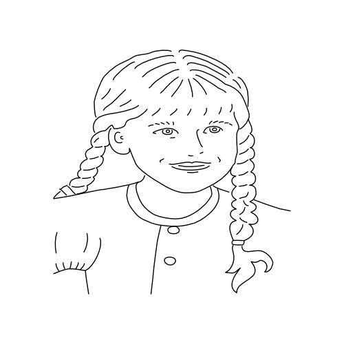 Kolorowanka - dziewczynka z warkoczami