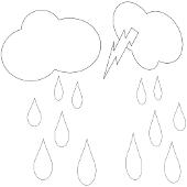 Kolorowanki - chmura, błyskawica i deszcz