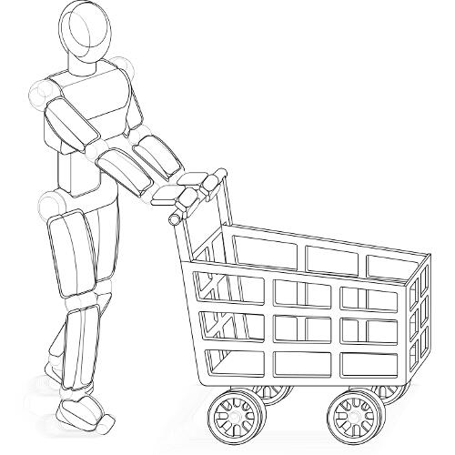 Kolorowanki roboty - robot robi zakupy