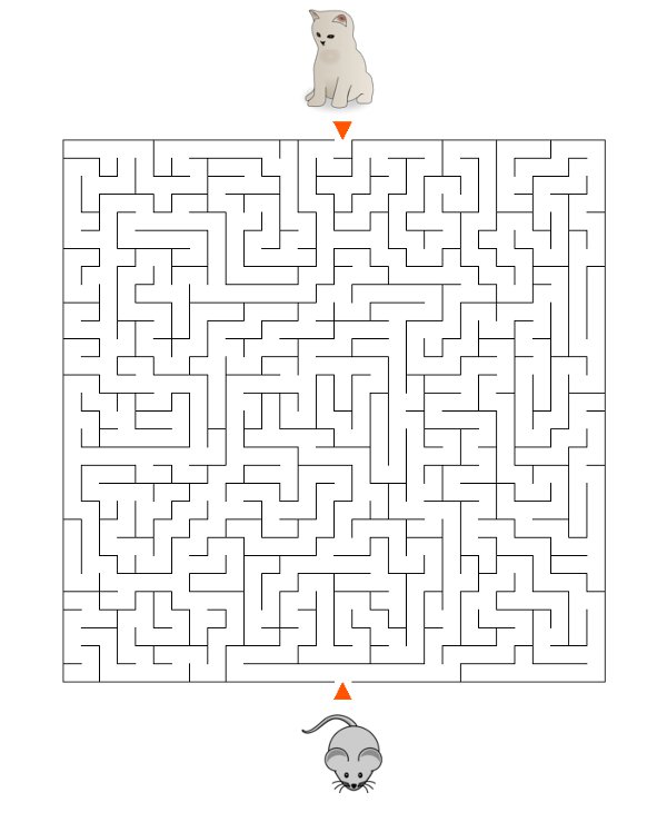 Labirynty trudne dla dzieci kot i mysz