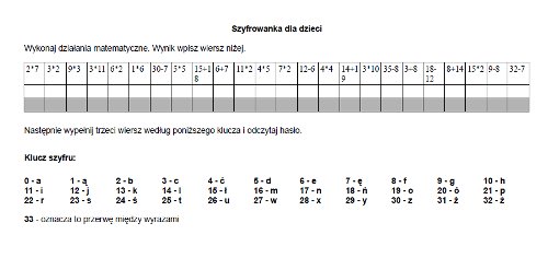 Szyfrogram dla dzieci - łatwa szyfrowanka