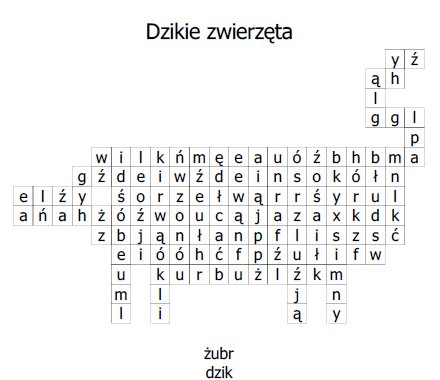 Wykreślanki dla dzieci - dzikie zwierzęta