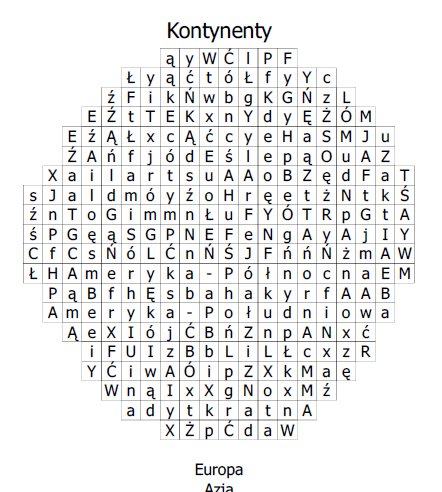 Wykreślanki dla dzieci - kontynenty