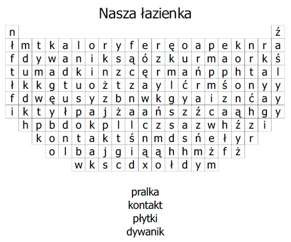 Wykreślanki dla dzieci - łazienka