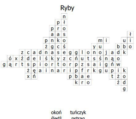 Wykreślanki dla dzieci - ryby